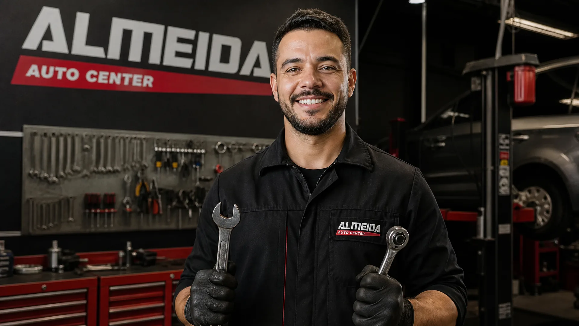 Profissional do Almeida Auto Center na oficina